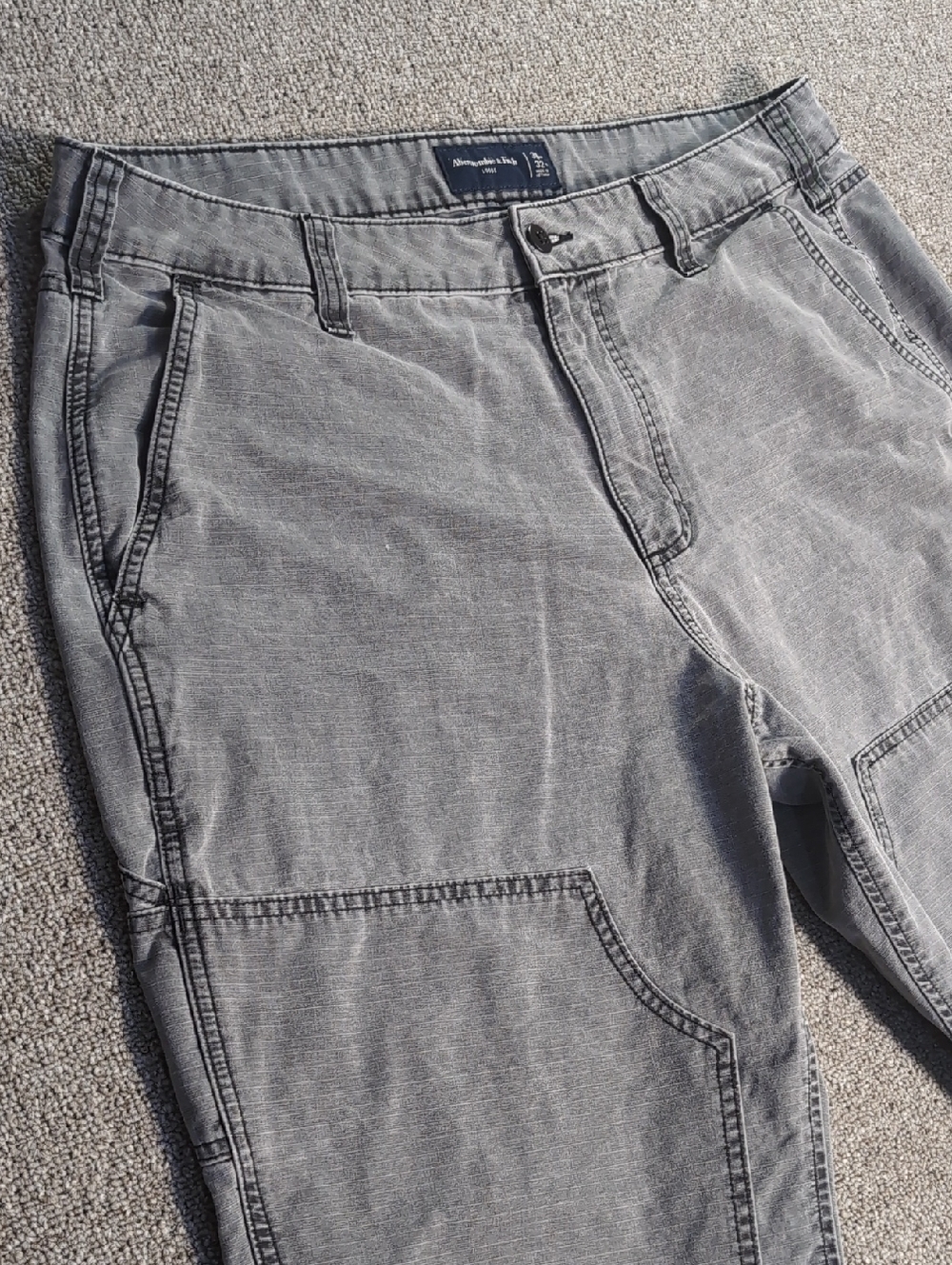 Abercrombie & Fitch Double Knee Rip-Stop Carpenter Pants Size 36x32 in Gray - Picture 2 of 10